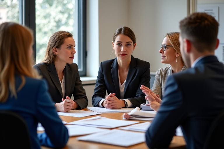 Lawyer explaining recent real estate law changes to clients